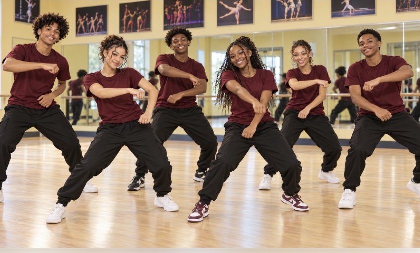 Sophomore dancers in a hip hop class